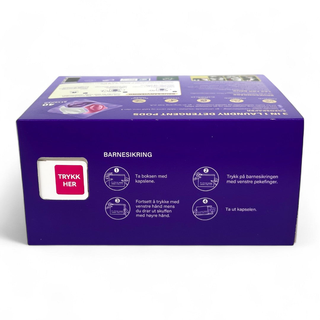 Flekkfritt 3 i 1 Vaskemiddel Pods Triple Bloom 40 stk