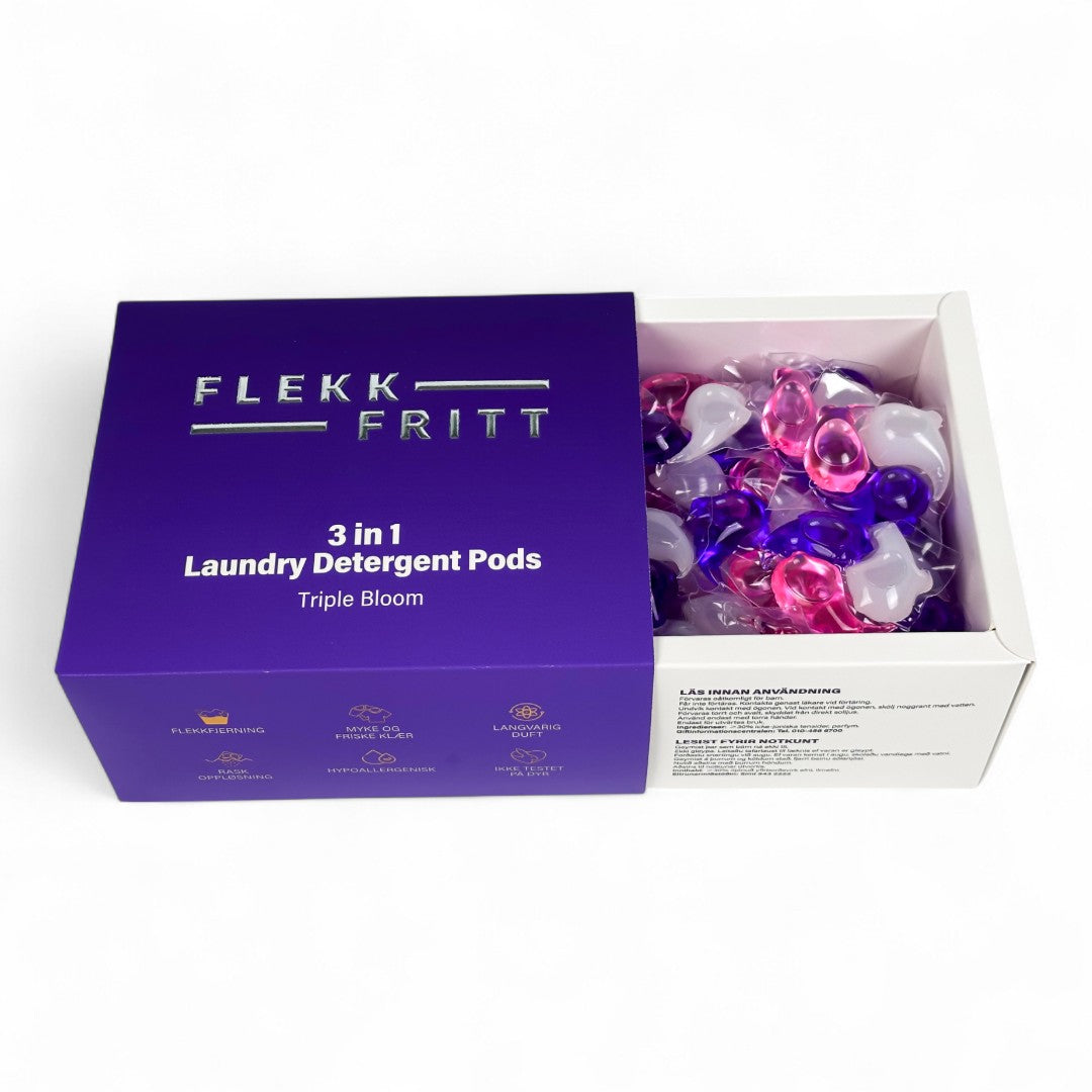 Flekkfritt 3 i 1 Vaskemiddel Pods Triple Bloom 40 stk