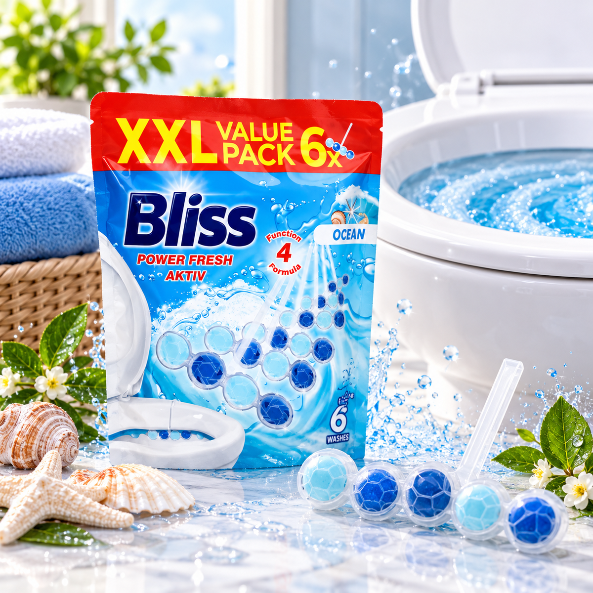 Bliss Power Fresh Aktiv WC Block Ocean 6 x 50g