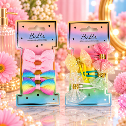Bella Neon Hair Accessories Hårspenner 4pk Div.Typer