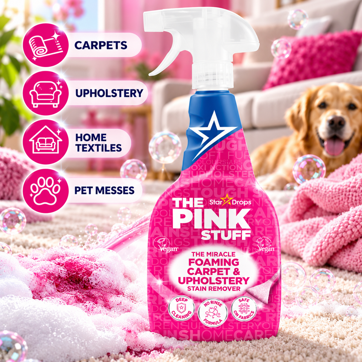 The Pink Stuff Foaming Carpet & Upholstery Stain Remover 500ml