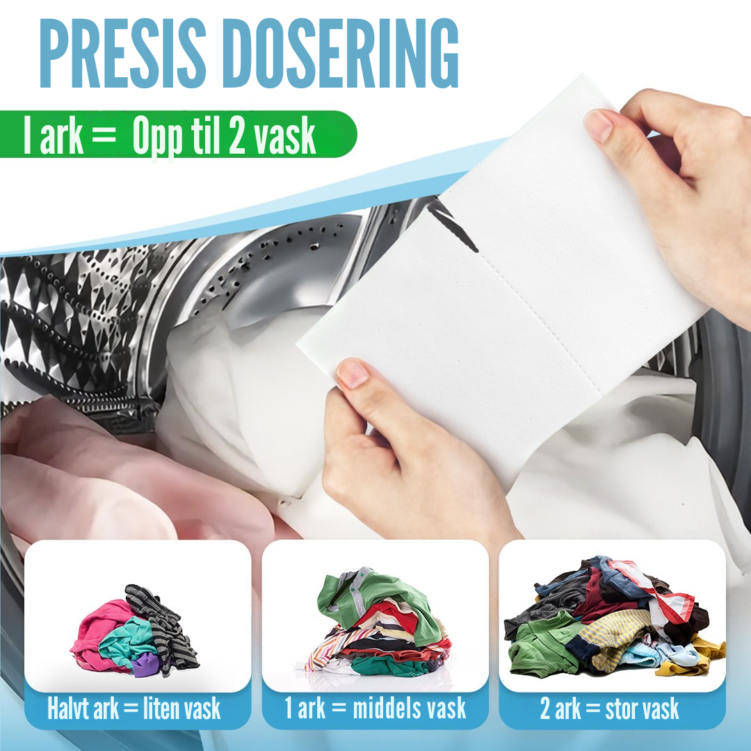 Flekkfritt Tøyvaskeark Aqua Breeze 50 ark <100 vask