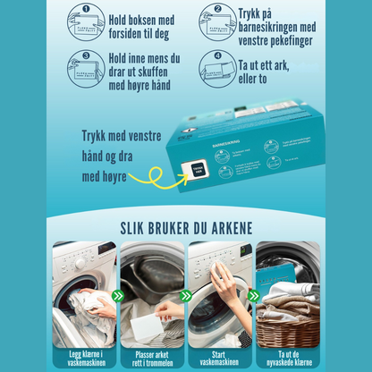 Flekkfritt Tøymyknerark Aqua Breeze 50 stk <100 vask