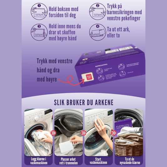 Flekkfritt Tøymyknerark Lavender Serenity 50 stk <100 vask