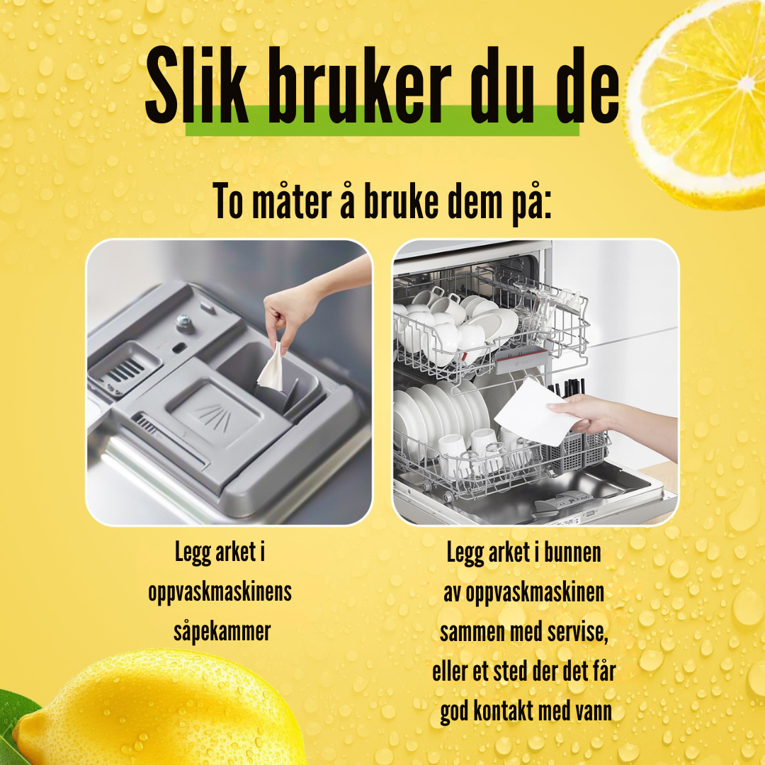 Flekkfritt Oppvaskark Citrus Spark 50 ark - Opp til 100vask