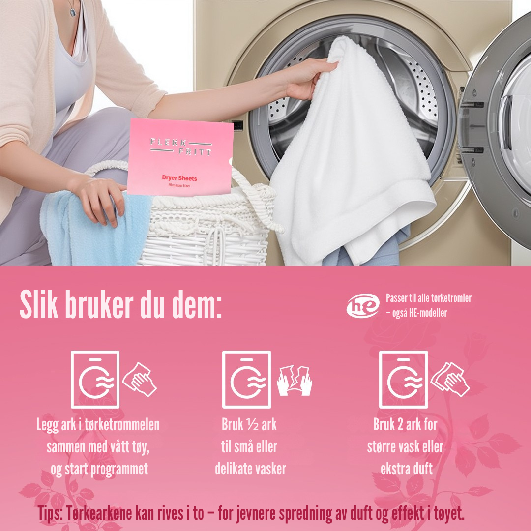Flekkfritt Tørketrommelark Blossom Kiss 40 stk