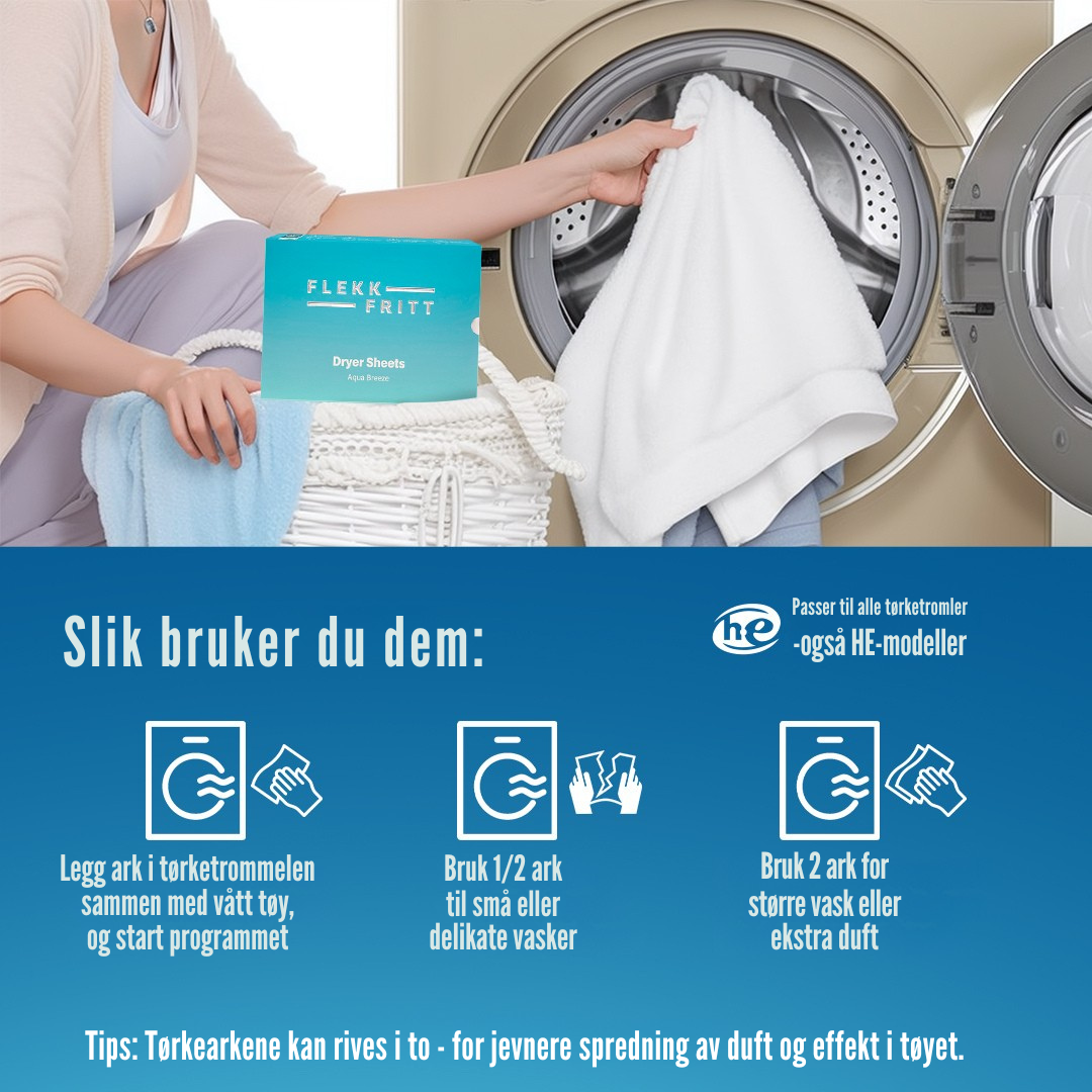 Flekkfritt Tørketrommelark Aqua Breeze 40 stk