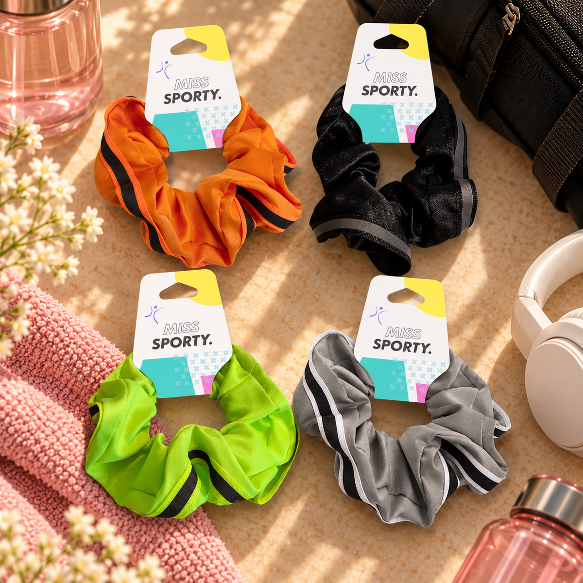 Miss Sporty Scrunchie Hårstrikk med Refleks Div.Farger