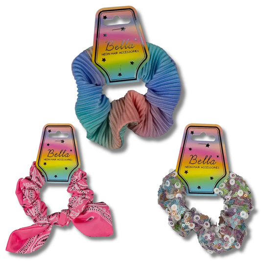 Bella Neon Hair Accessories Scrunchie Hårstrikk 1stk Div.Typer