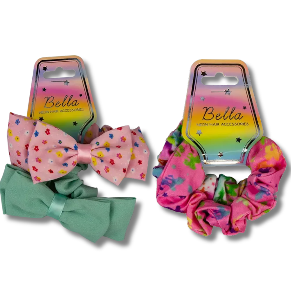 Bella Neon Hair Accessories Scrunchie Hårstrikker 2pk Div.Typer