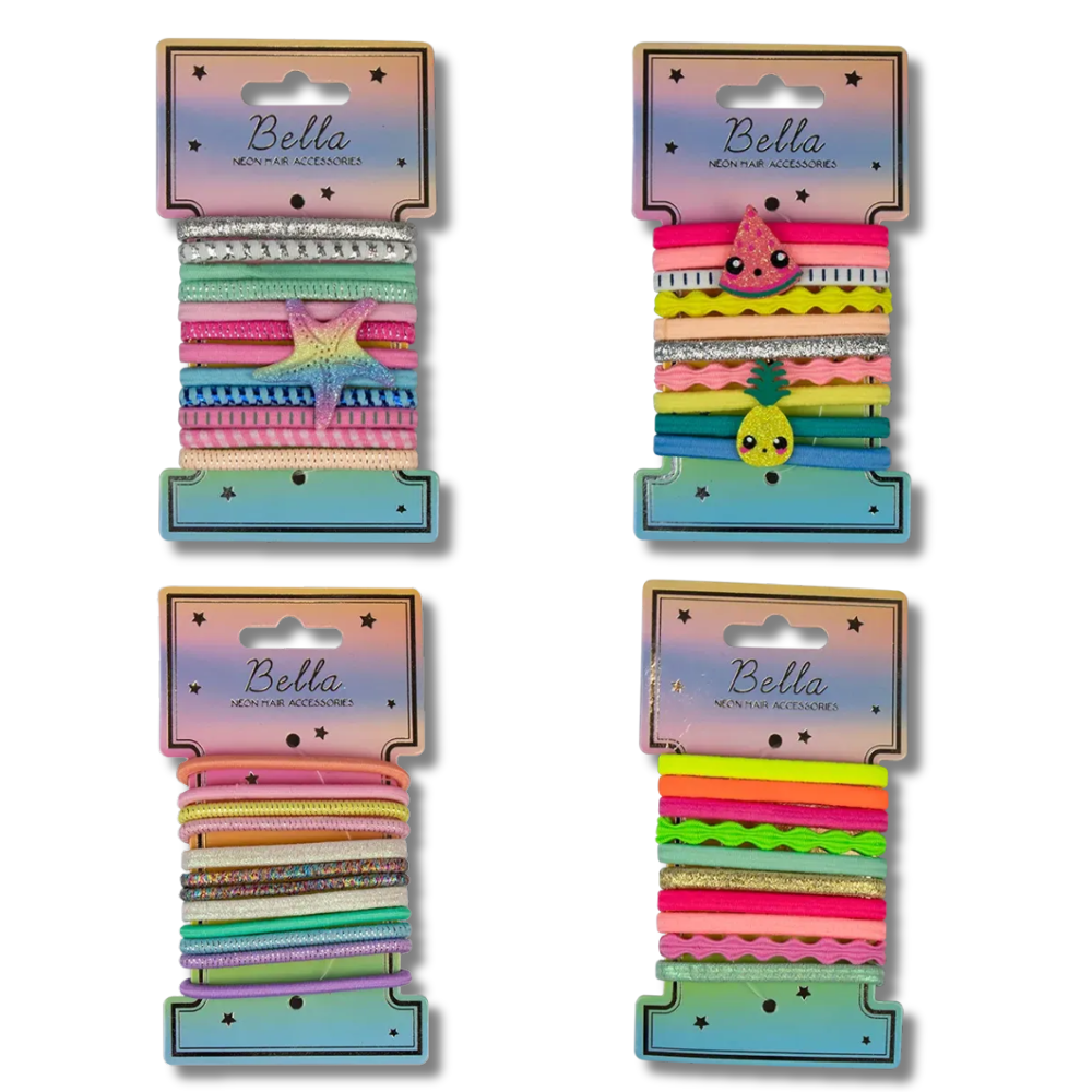 Bella Neon Hair Accessories Hårstrikker 1 sett Div.Typer