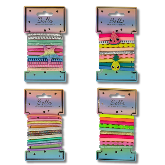 Bella Neon Hair Accessories Hårstrikker 1 sett Div.Typer