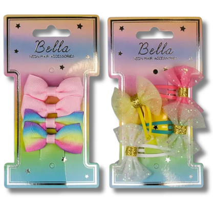 Bella Neon Hair Accessories Hårspenner 4pk Div.Typer