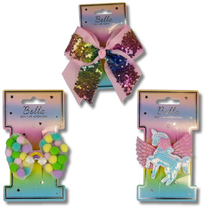 Bella Neon Hair Accessories Hårsløyfe med Klips – 1 stk. Div.Typer