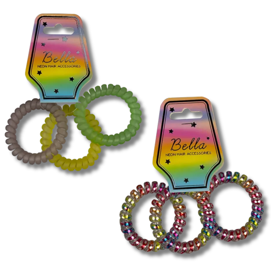 Bella Neon Hair Accessories Spiralstrikker 3pk Div.Typer