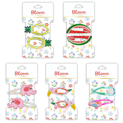 Bloom Hair Accessories Hårspenner med Frukt og Figurer 2pk Div.Typer