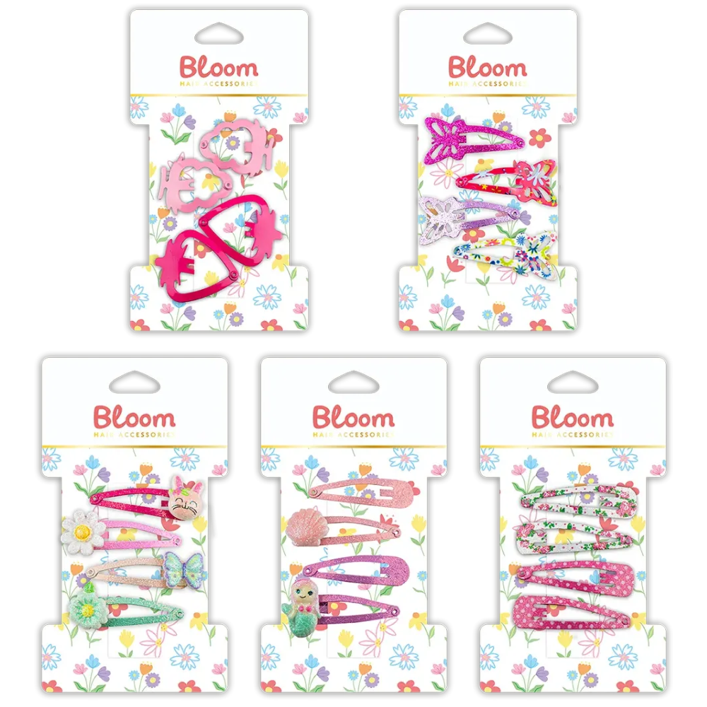 Bloom Hair Accessories Hårspenner med Søte Motiver 4pk Div.Typer