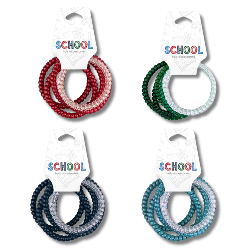 School Hair Accessories Spiralhårstrikker 5pk Div.Farger