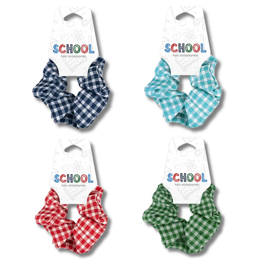 School Hair Accessories Rutete Scrunchie Hårstrikk 1pk Div.Farger