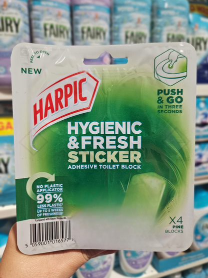 Harpic Hygienic & Fresh Sticker Toilet Block Pine 4x12g
