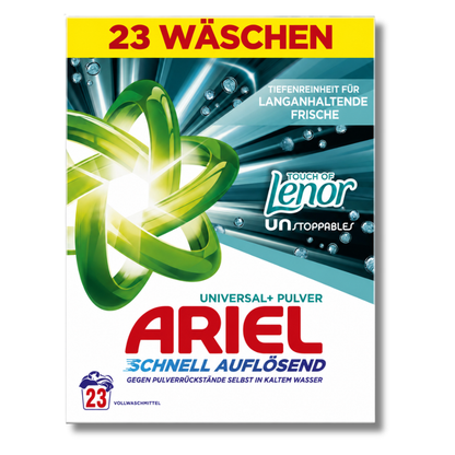 Ariel Universal Laundry Powder Lenor Unstoppables 23w 1.265kg
