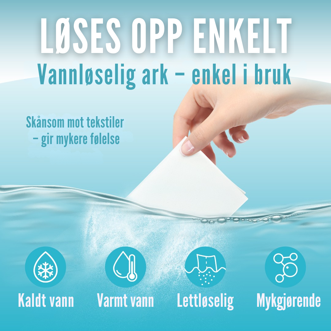 Flekkfritt Tøymyknerark Aqua Breeze 50 stk <100 vask