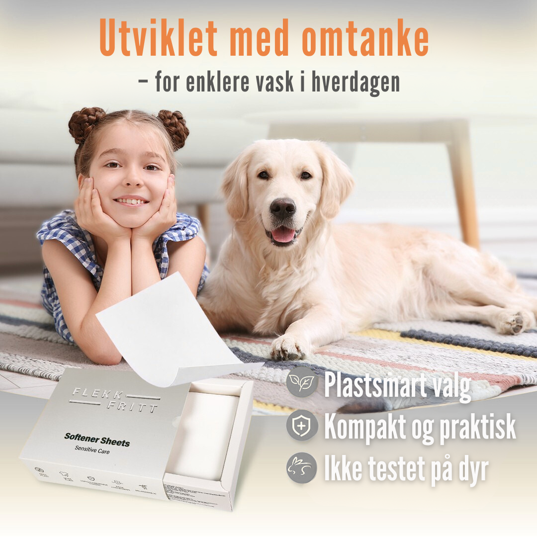 Flekkfritt Tøymyknerark Uten duft 50 stk <100 vask