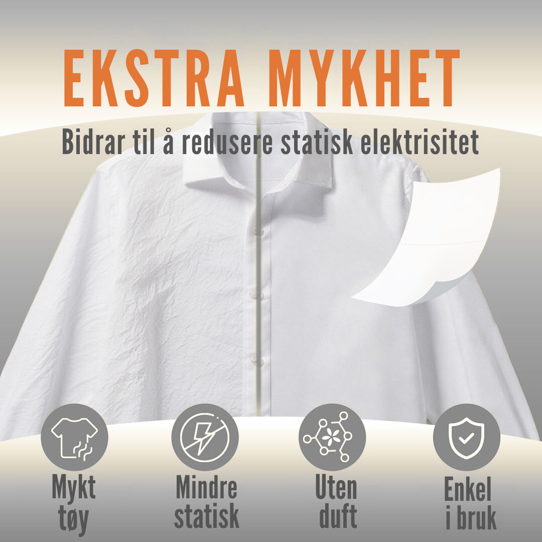 Flekkfritt Tøymyknerark Uten duft 50 stk <100 vask