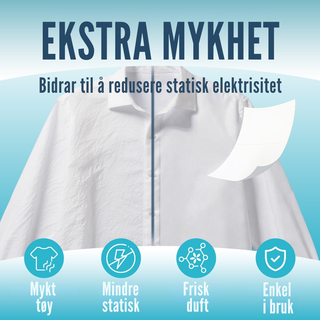 Flekkfritt Tøymyknerark Aqua Breeze 50 stk <100 vask